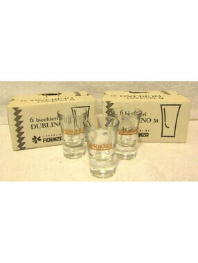 Set 12 Bicchieri Dublino 34 Goldschlager Shot Glasses Italy Clear Gold Letter